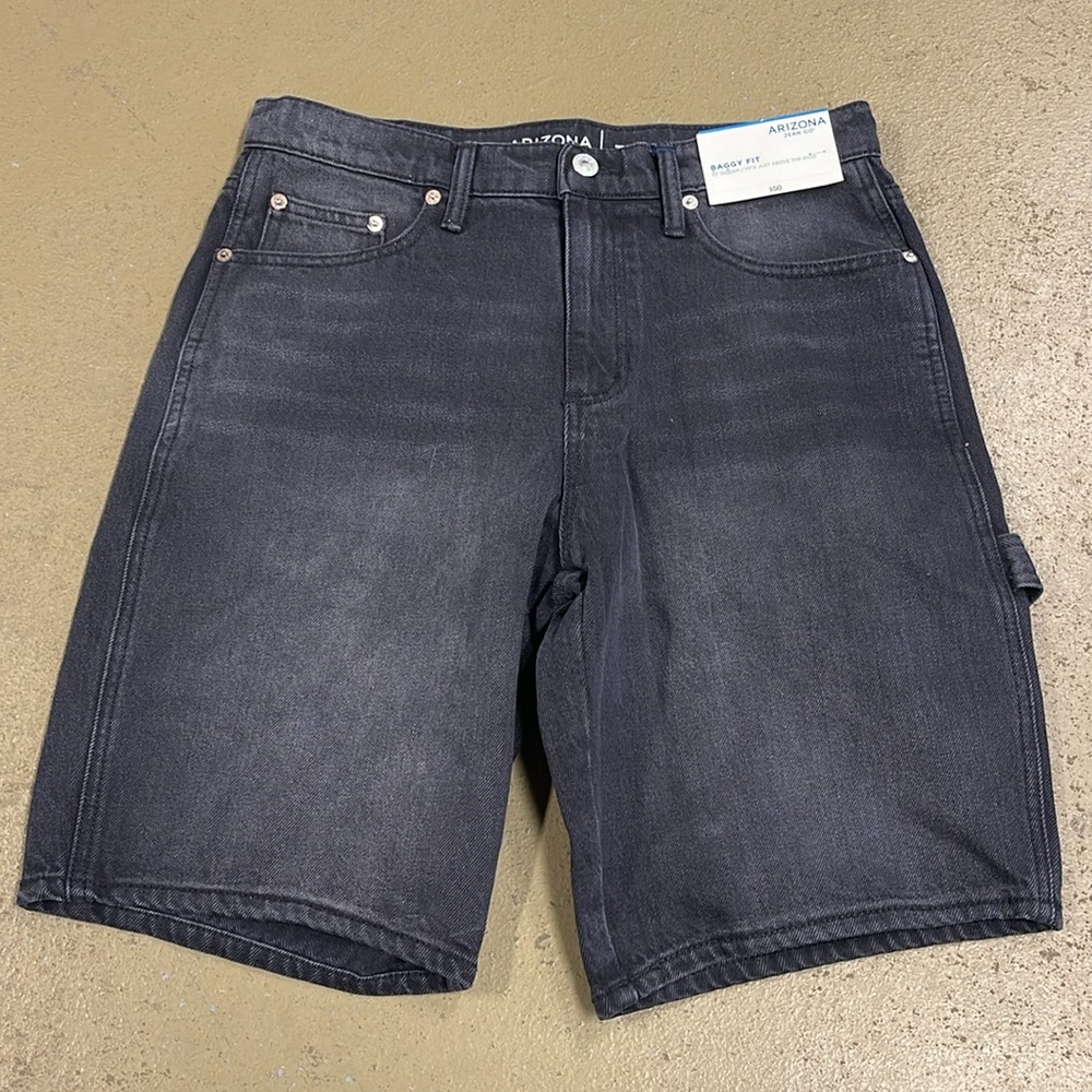 Arizona Jean Co Baggy Fit Black Carpenter Shorts NWT Size 30